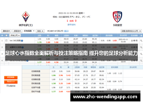 足球心水指数全面解析与投注策略指南 提升您的足球分析能力 足球心水指数全面解析与投注策略指南 提升您的足球分析能力
